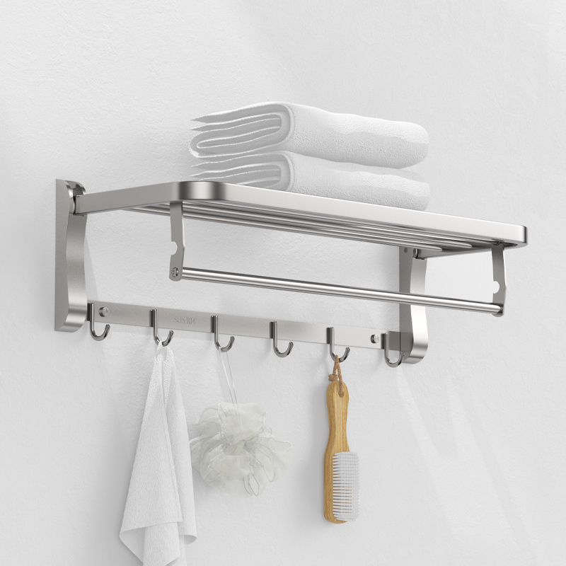 Toilet 304 stainless steel towel frame 50 60cm toilet folded to accommodate towel hook frame