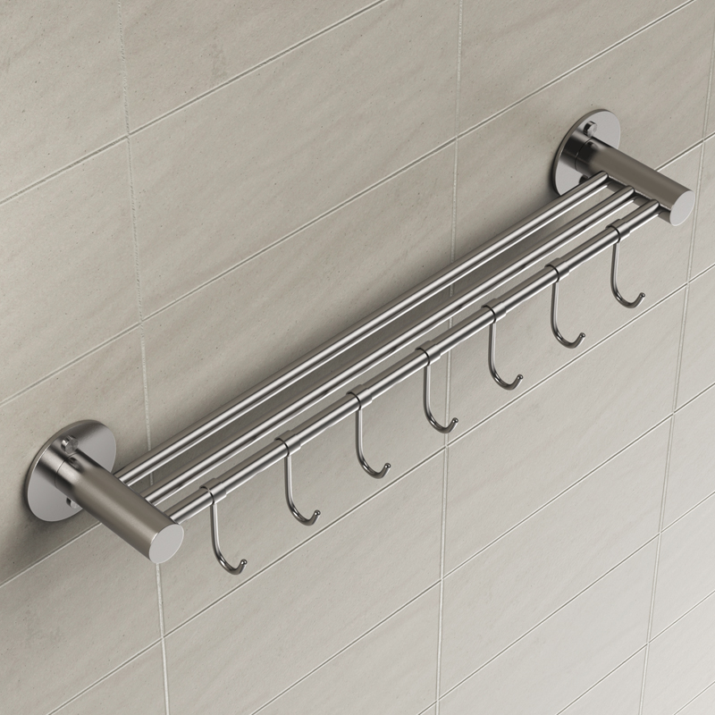 Kitchen Active Hanging Rod Hook Stainless Steel Free punching wall-mounted Hanging Rack Kitchen Knife boiler Spade Disposal items Containing Shelf shelf