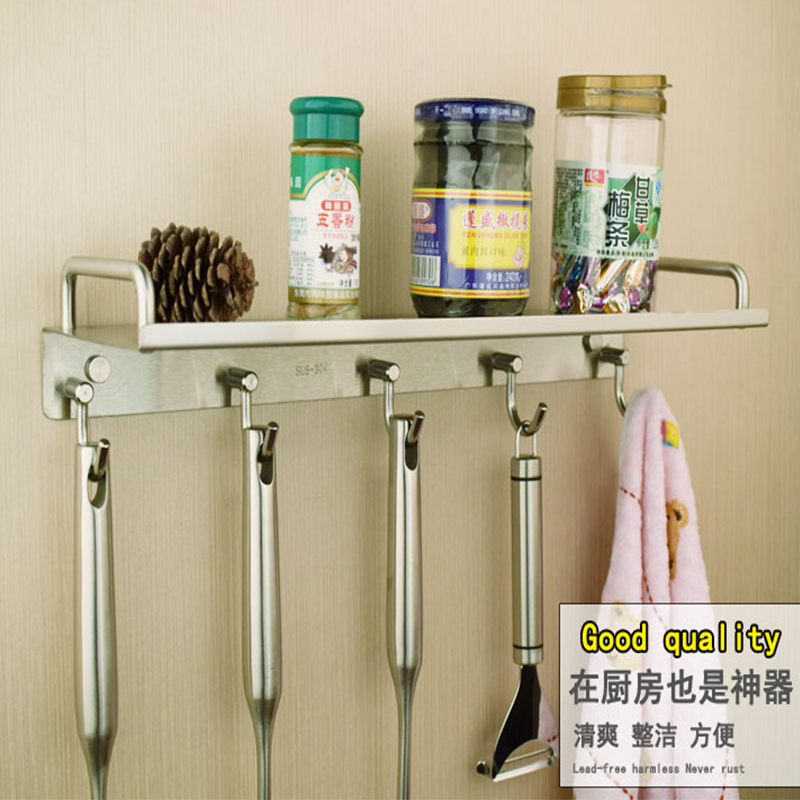 Kitchen wall with hook 304 stainless steel household large - seal shelf washing table towel cosmetic collection frame