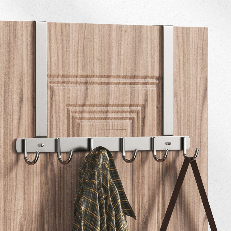 Bedroom mute wooden door door frame stainless steel door rear hook wall hanging nail-free seamless entry door clothes hook hanger