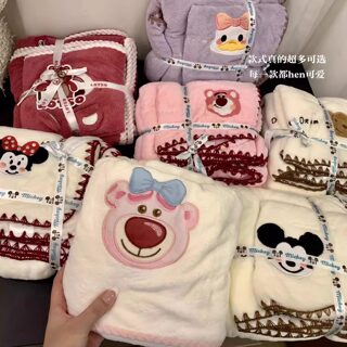 【6款可选】可爱草莓熊熊刺绣加厚珊瑚绒柔软亲肤勾边卡通浴巾组M