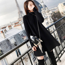 MENTMAR new womens clothing 2021 autumn winter even dress temperament Herbene little black dress knit bottom skirt woman