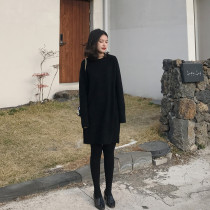 MENTMAR knit dress dress lady 2021 autumn winter new bottom-line hitchhiking in pure color sweater dresses
