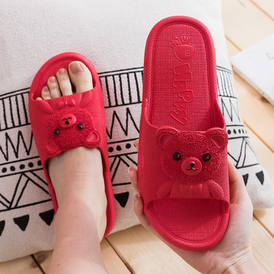 taobao agent Slide, summer slippers, footwear, men's non-slip red birthday charm, soft sole
