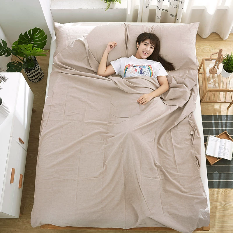 Cotton xách tay khách sạn tách túi ngủ bẩn khách sạn người lớn đôi cotton du lịch chống bẩn khăn trải giường - Túi ngủ