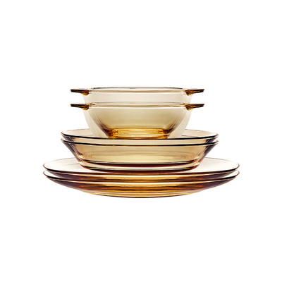 康宁餐具保鲜盒饭碗碟套装北欧耐热水果沙拉碗双耳饭碗礼品包邮