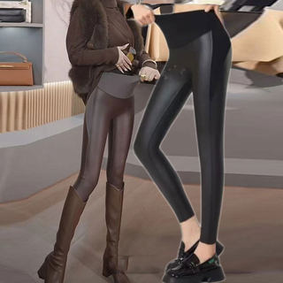 Long trousers plus fleece leather trousers washed cotton slim fit