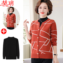 Middle Aged Mother Autumn Clothing Jacket Foreign Air Sweater Suit New Middle Aged Woman Spring Autumn Cardio-shirt Short blouses