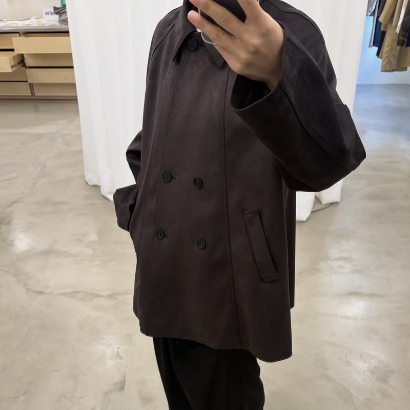 Korean Direct Mail Niche Designer Brand 25Fw New Retro Suede Double-Breasted Loose Trench Coat