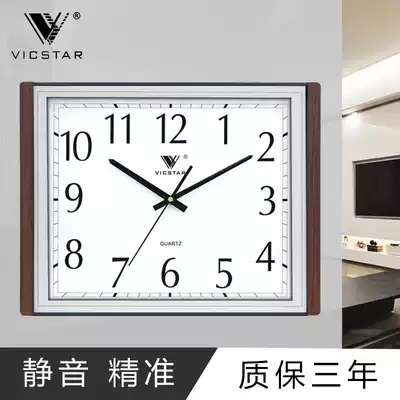 Rectangular wall clock clock Modern new Chinese style living room mute household Chinese style atmosphere simple rectangular watch