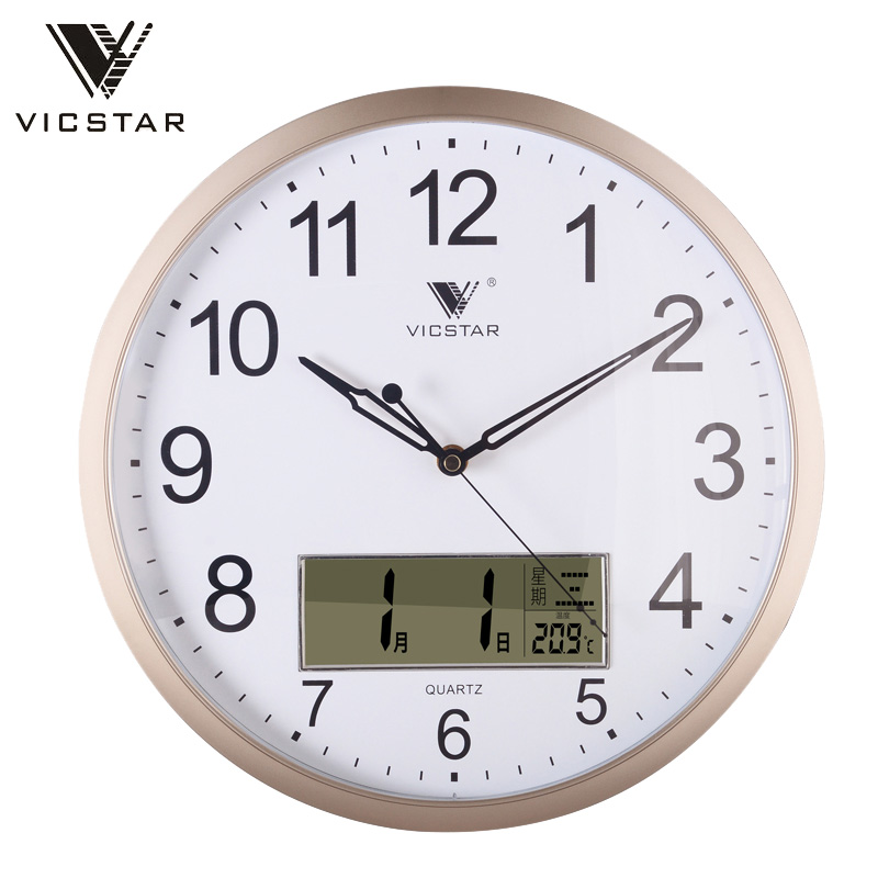 Calendar perpetual calendar temperature lunar silent wall clock living room bedroom office classroom modern simple Shi Ying clock