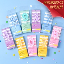 ins macarons digital candles Korea birthday cake party childrens tennis red color baby thyme decorations