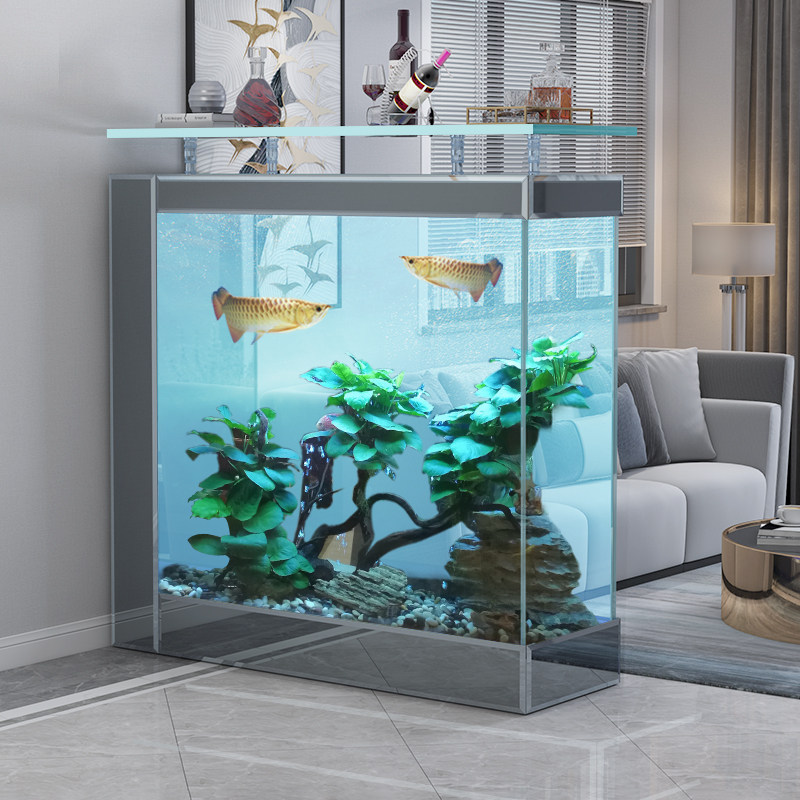 Gold fish tank living room large and medium floor home minimalist modern aquarium embedded in screen-free water high-end fish tank-Taobao