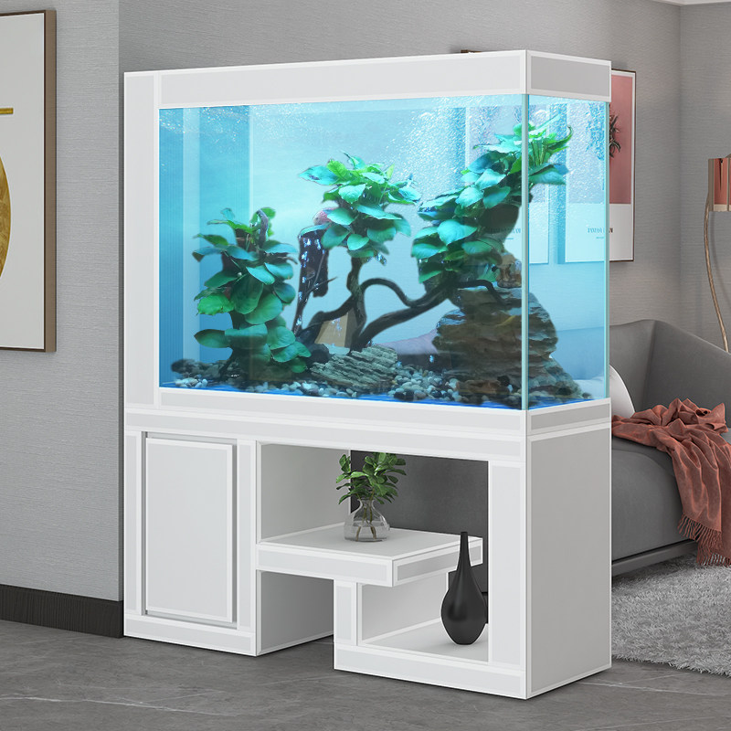 River Color Super White Glass Fish Tank Living Room Large Floor Home Xuan Ecological Cylinder Screen Partition Wall Dragon Fish Tank-Taobao