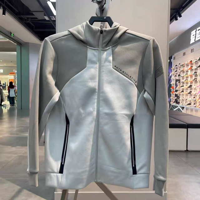 Anta Fleece-Lined Sports Jacket for Men, New Autumn Fitness Running Hooded Sportswear Top 152447723N