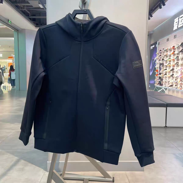 Anta Fleece-Lined Sports Jacket for Men, New Autumn Fitness Running Hooded Sportswear Top 152447723N