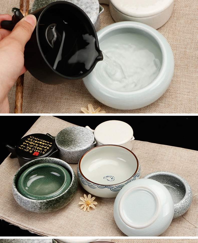 Jingdezhen ceramic writing brush washer ink blue and white water jar archaize the inkwell brushes four treasures the inkwell tea wash dish washing pen calligraphy calligraphy painting painting supplies ink cylinder