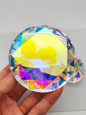大号炫彩水晶玻璃钻石摆件七彩宝石玩具折射彩虹制造家居装饰8CM