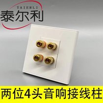 Type 86 KTV speaker terminal four-hole speaker 2 sets of speaker sockets 4-head speaker panel banana head base