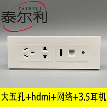 Type 118 8K high-definition hdmi network port rj45 super category 6 audio 3 5 headphones five-hole power supply multimedia wall panel