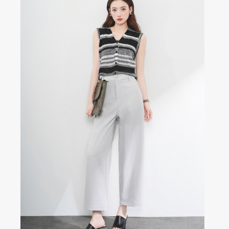 【Manfeng Zhidao】Super Titanium Cotton Nine-Point Straight-Leg Suit Casual Pants D307