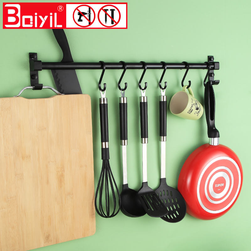 Hook rack in kitchen hook rack for spoon shovel hook rack spatula wall-mounted storage without punching