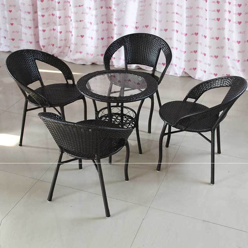 New courtyard Three sets of rattan chairs table and chairs Outdoor table and chairs Leisure balcony combined with five sets of minimalist Courtyard Subbackrest