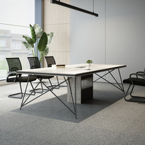 Office conference table Long table Modern simple rectangular long strip Nordic industrial style large conference negotiation table and chair combination