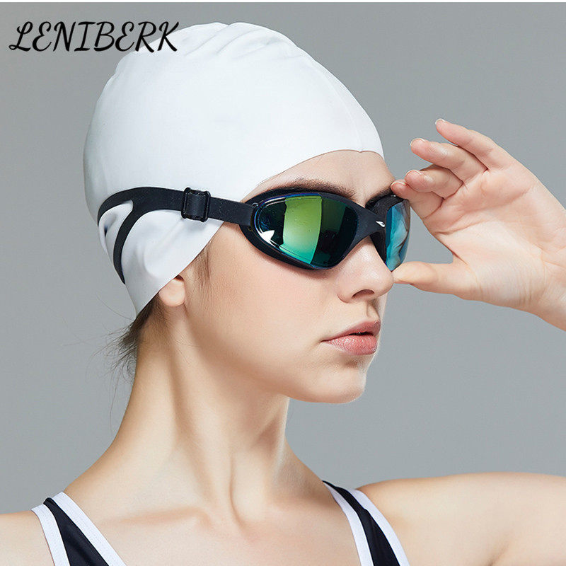Swimming glasses waterproof anti-fog high-definition male and female large frame myopia swimming glasses send earplugs swimming cap suit professional comfort