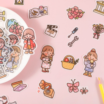 South Korea Net red ins Wind girl heart account and paper sticker bag cute literary and hipster characters Japanese mobile phone case water Cup diary photo album diy hand account material decoration small pattern stickers