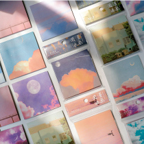 ins Wind beautiful romantic girl oil painting Post-it notes set students with net red fresh self-stick hand account collage diy decoration material simple color landscape message note note