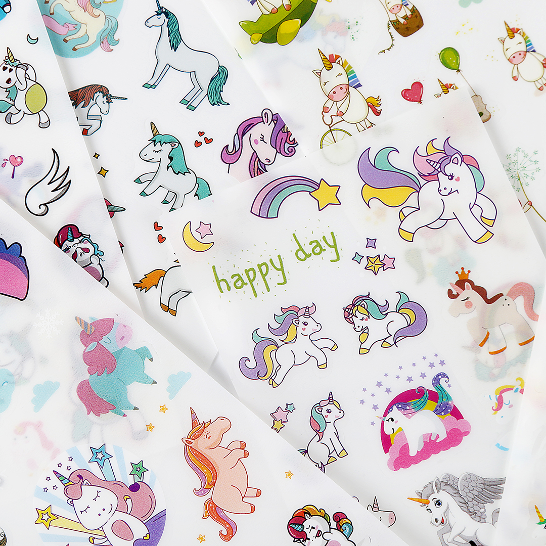 Korean creative cute salt hipster cartoon students with children's personality unicorn stickers ins Wind girl heart Japanese adhesive self-adhesive small pattern waterproof diy decorative material stickers