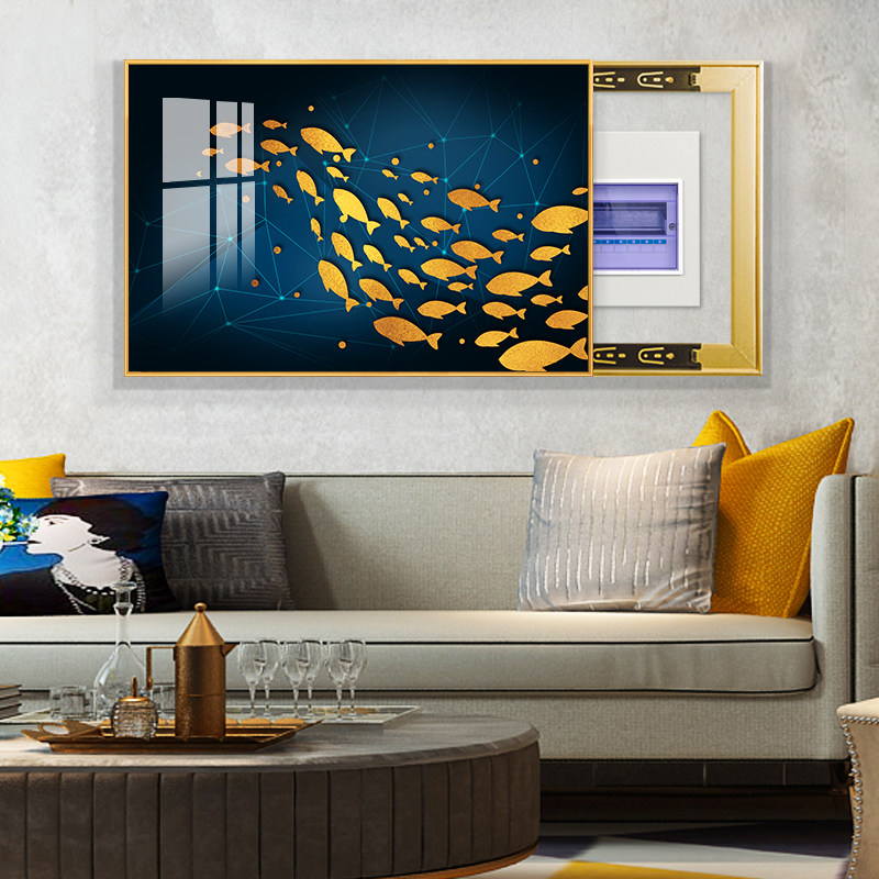 American-style block meter box decorative painting sofa background wall painting living room painting dining room porch switch box mural