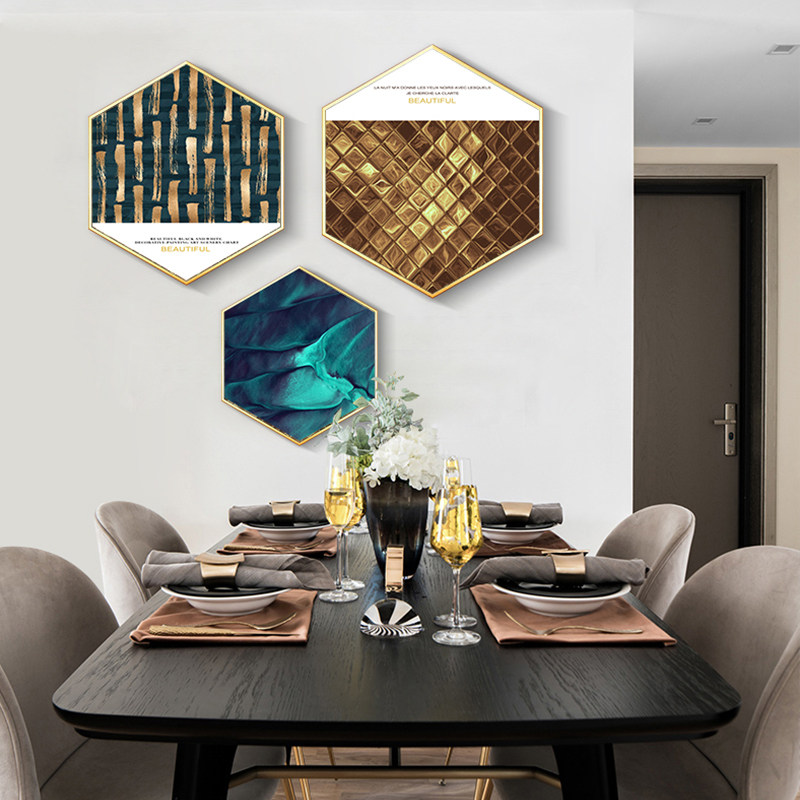 Modern Minimalist Restaurant Decoration Painting Creative Hexagon Living Room Hanging Painting Nordic Abstract Background Wall Painting Wall Painting-Taobao