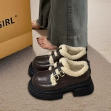 Лоферы на платформе, зимняя утепленная удерживающая тепло коричневая обувь в английском стиле для кожаной обуви, в британском стиле