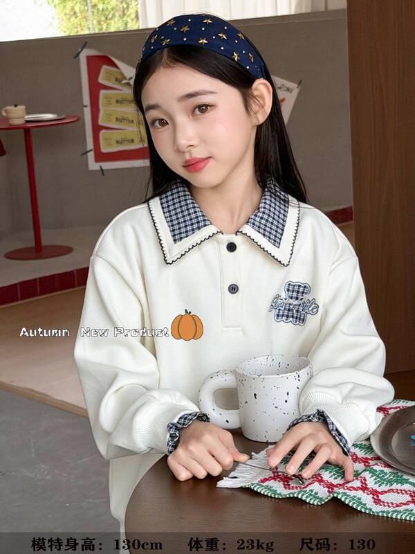 N67506 Bear Patch Embroidered Polo Shirt 2026 Autumn 120-160 N67506 Bear Patch Embroidered Polo Shirt 2026 Autumn 120-160