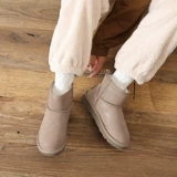 Кожаные короткие сапоги, флисовые удерживающие тепло туфли, из натуральной кожи