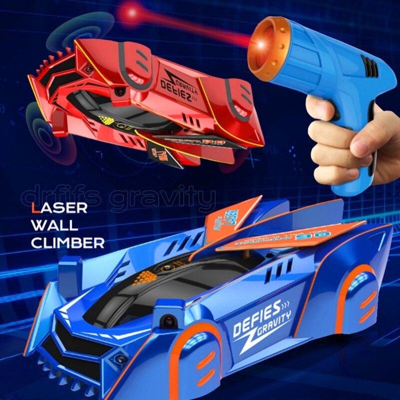 Small car climbing wall car 202111 years old children's meeting wall laser chasing light red suction wall creeping chariot remote control