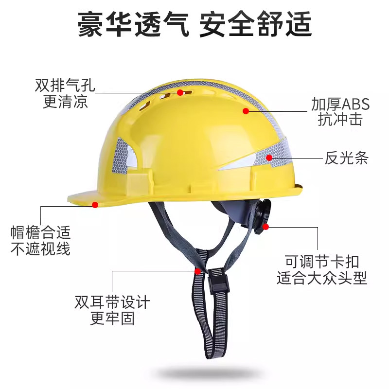 Three rib reflective safety helmet for men's construction site, national standard advanced safety pr