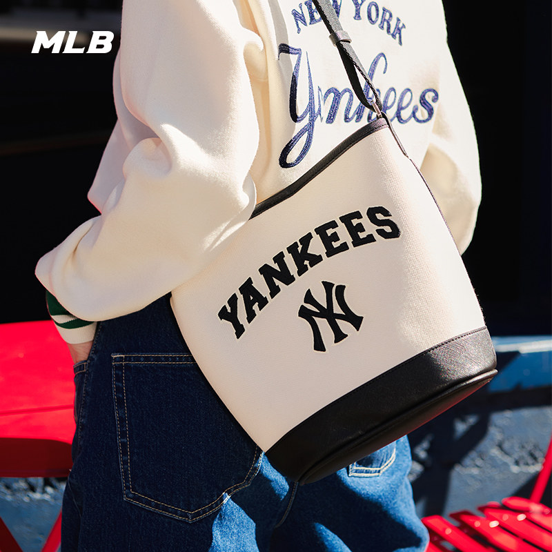 MLB Official Yu Shuxin Tongan College Wind Single Shoulder Bucket Bag 23 Winter New BMS09 BMS07-Taobao