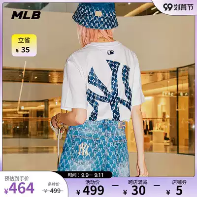 MLB official men's and women's short-sleeved retro presbyago Lotus couple LOGO Sports and Leisure loose T-shirt 21-year new TSM2