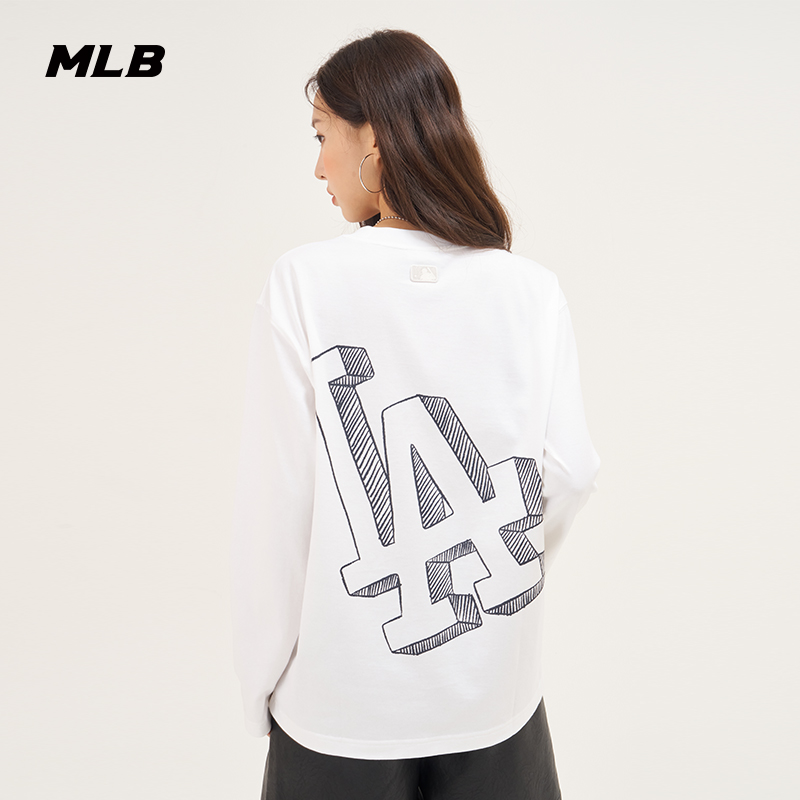 MLB Official Men and Men Fashion 100 lap sports Long sleeves T-shirt Leisure loose 23 Winter new TSB03-Taobao