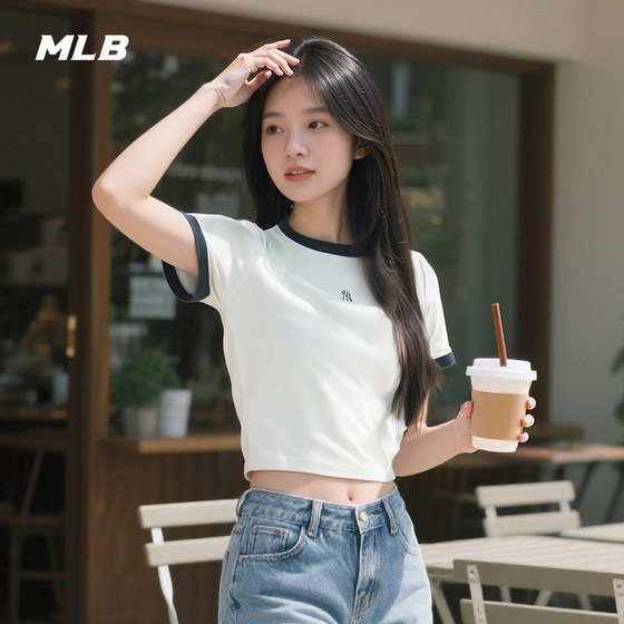 
MLB official women's versatile fashion trendy short slim fit and slim shoulder T-shirt 25 new summer TSB69