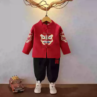 Boys ' Tang clothing Chinese style baby year-old dress Spring and Autumn plus velvet Chinese school clothes Children's Han Clothing ancient clothes festive clothes