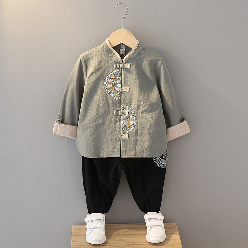 Children's Tang suit Boys' Chinese Wind Han uniforms Spring and Autumn Season Ancient clothes Master's clothes National school clothes Baby Chinese clothes
