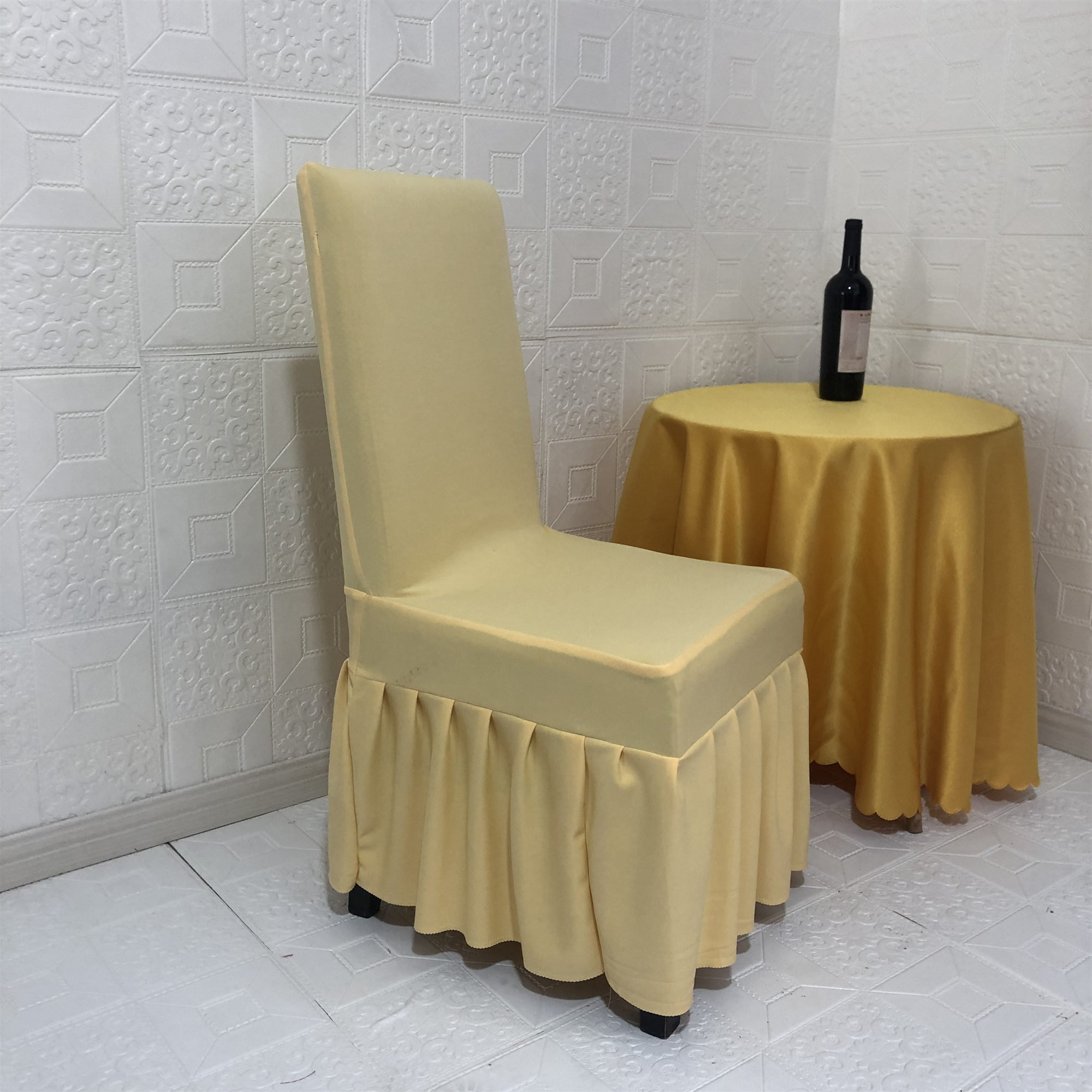 Round stool wooden seat chair cover cloth art champagne table dust-proof universal leather chair sleeve backrest hotel banquet chair sleeve-Taobao