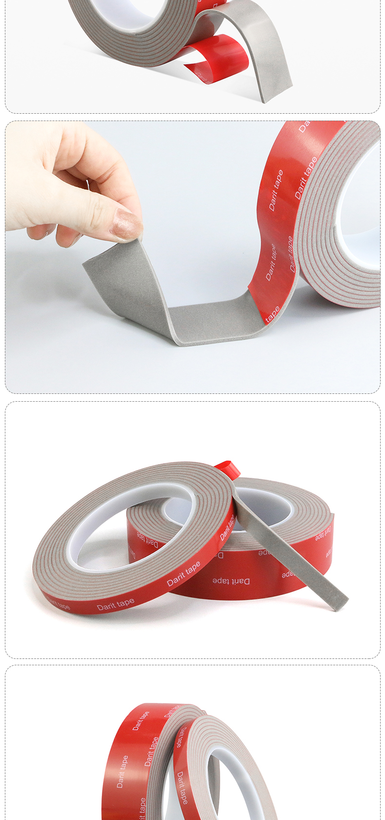 Băng keo bọt acrylic màu xám dày 2,3mm, băng keo hai mặt dày không thấm nước và chịu nhiệt độ cao liền mạch để trang trí xe hơi keo dán 2 mặt siêu dính