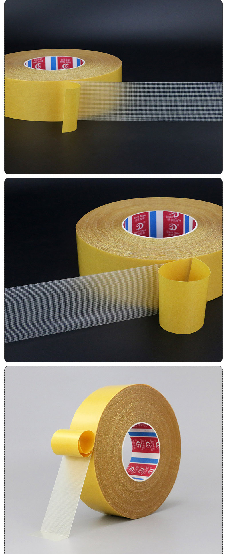 Băng keo hai mặt bằng vải mạnh, độ dẻo cao, keo dán thảm cố định khách sạn tiệc cưới, khâu da chống thấm sàn và dán bong bóng hình nền trong suốt Băng keo hai mặt lưới không đánh dấu dài 50 mét băng dính 2 mặt chịu nhiệt
