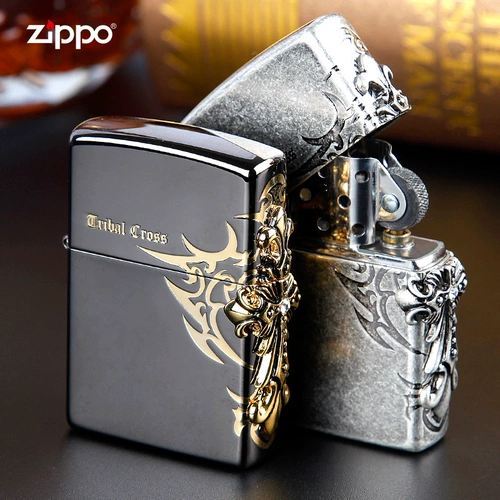 Zippo более светлый подлинный черный лед древний серебряный бриллиант святой святой, оригинальные аутентичные ветрозащитные зажигалки