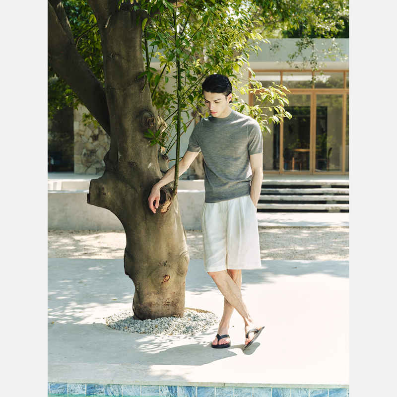 Manifold｜15.5 Micron Gold Wool Merino Slim Fit Skin-Friendly Breathable Round Neck Knitted Short-Sleeved T-Shirt